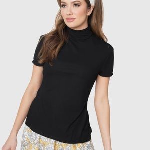 Smak parlour L ribbed mock turtleneck mod black large unique vintage